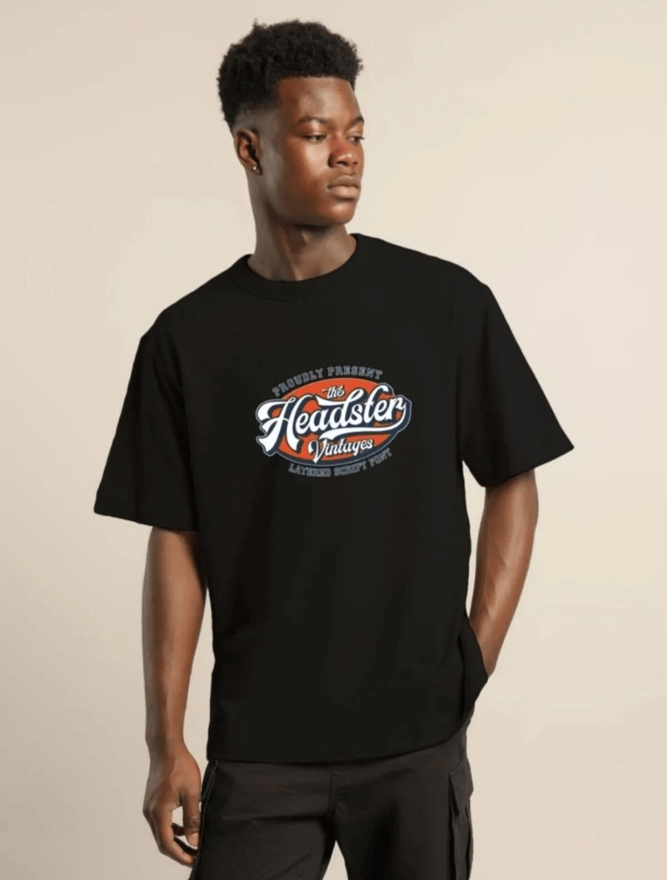 Erkek Baskılı T-Shirt Kısa Kol Bisiklet Yaka Regular Fit Rahat Kalıp Günlük Tişört - Siyah