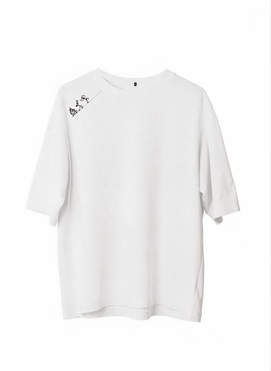 Erkek Baskılı T-Shirt Kısa Kol Bisiklet Yaka Regular Fit Rahat Kalıp Günlük Tişört - Beyaz