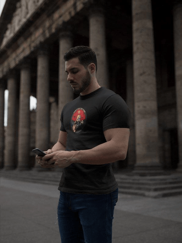 Erkek Kısa Kol Yazlık Tişört Bisiklet Yaka Baskılı Oversize T-Shirt - Siyah