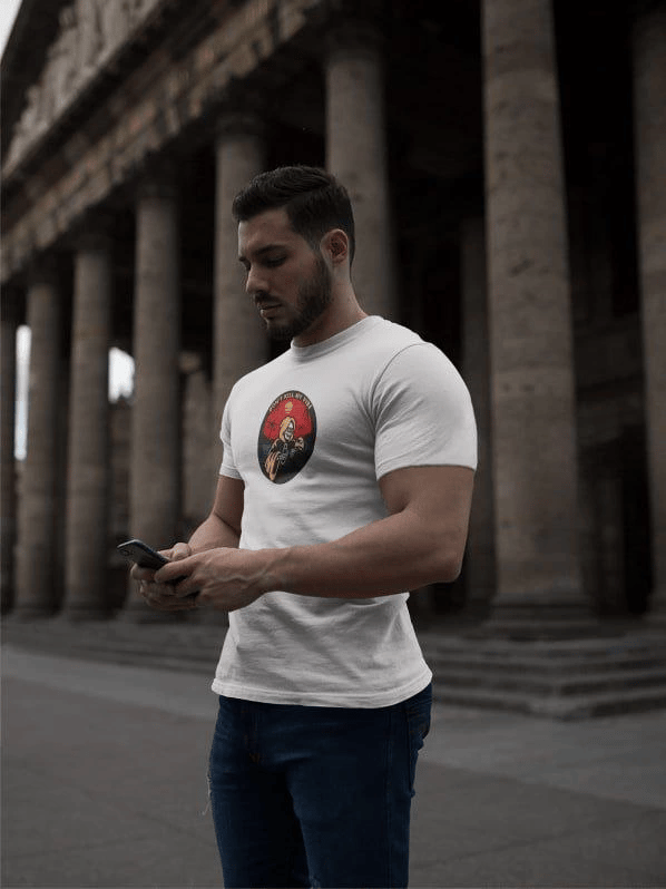 Erkek Kısa Kol Yazlık Tişört Bisiklet Yaka Baskılı Oversize T-Shirt - Beyaz