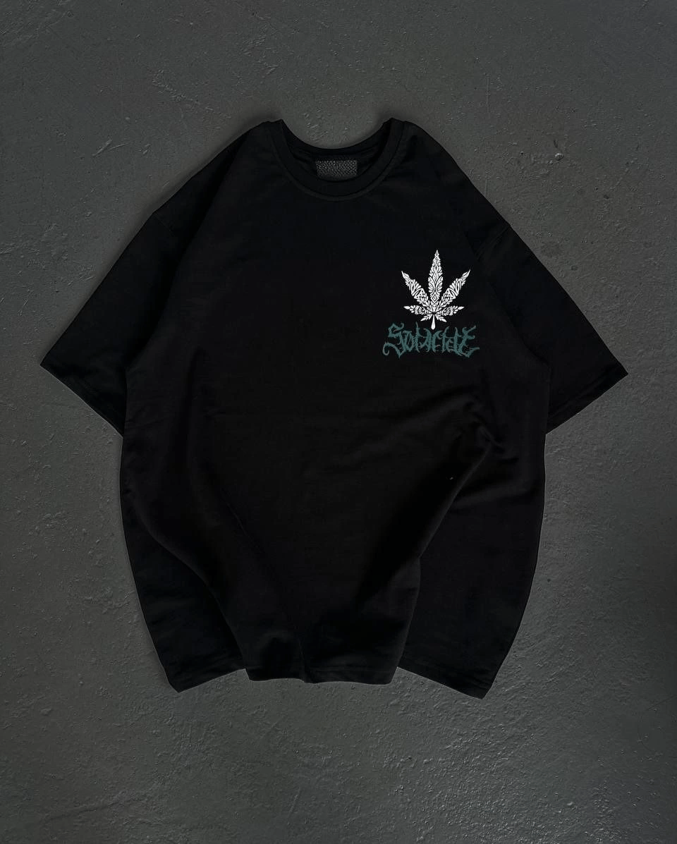 Kadın Baskılı T-Shirt Kısa Kol Bisiklet Yaka Oversize Rahat Kalıp Günlük Tişört   - Siyah