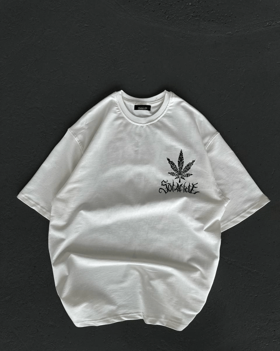 Kadın Baskılı T-Shirt Kısa Kol Bisiklet Yaka Oversize Rahat Kalıp Günlük Tişört   - Beyaz