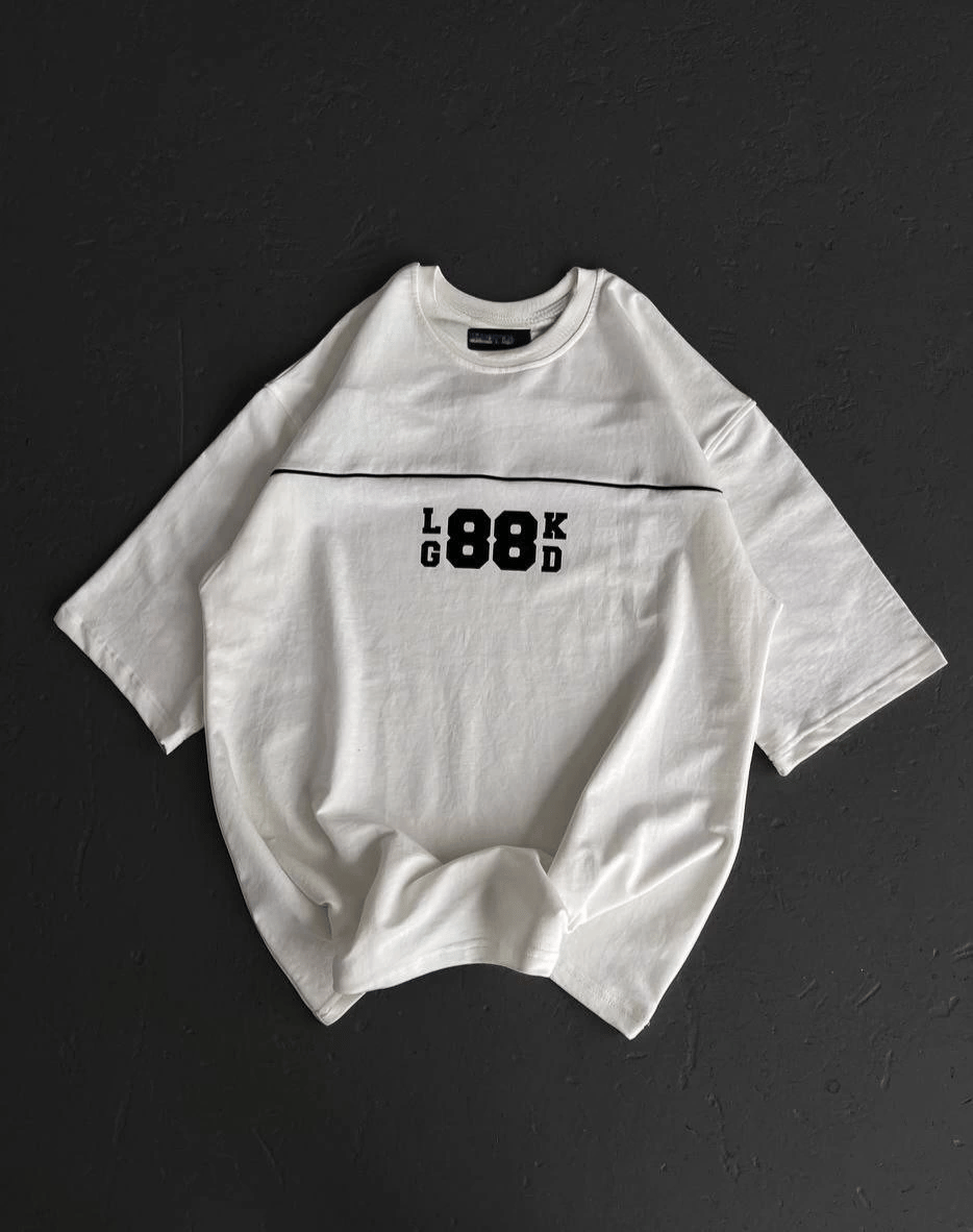 Kadın Baskılı T-Shirt Kısa Kol Bisiklet Yaka Oversize Rahat Kalıp Günlük Tişört   - Beyaz