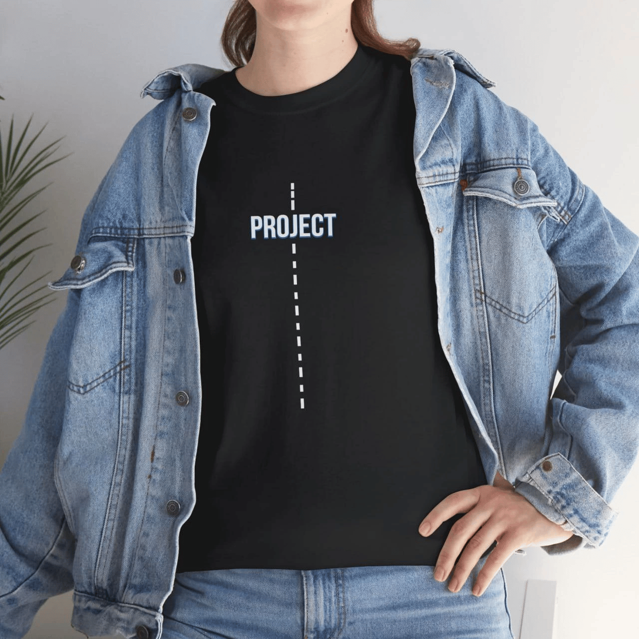 Kadın Bisiklet Yaka Baskılı Kısa kol  T-Shirt - Siyah
