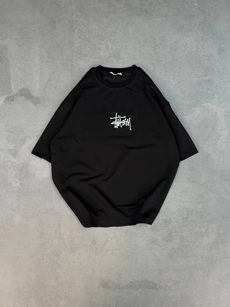 kadın Bisiklet Yaka Baskılı Oversize  Kısa kol T-Shirt - Siyah