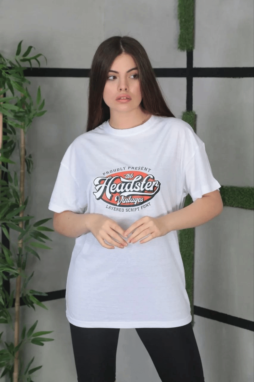 Kadın Kısa Kol Yazlık Tişört Bisiklet Yaka Baskılı Oversize T-Shirt - Beyaz
