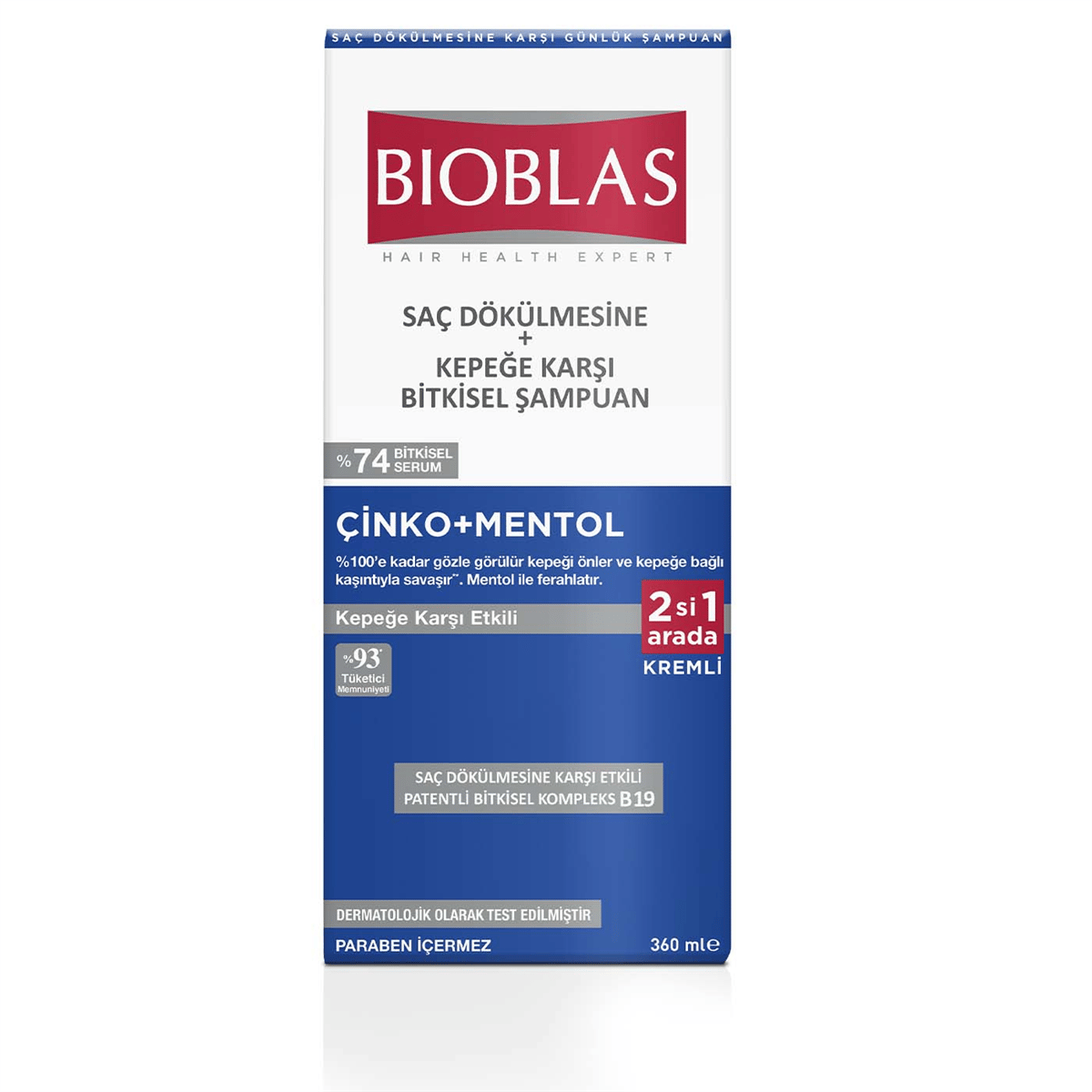 Bioblas Şampuan Kepek 2-1Çinko Menthol 360ml