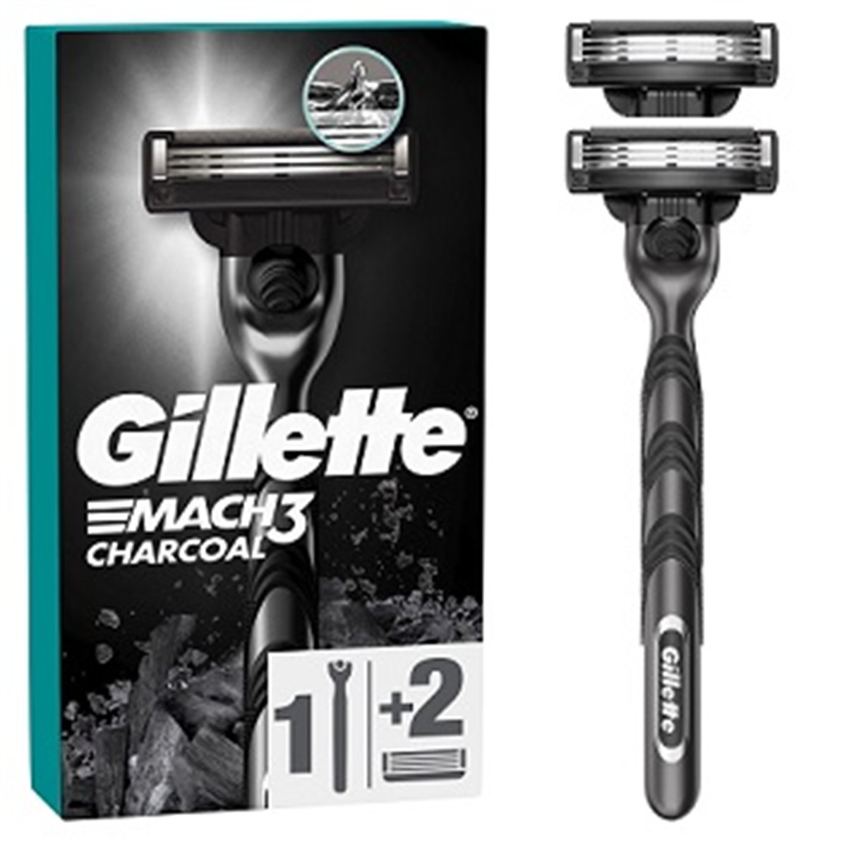 Gillette Mach 3 Makine Charcoal +2 Yedek