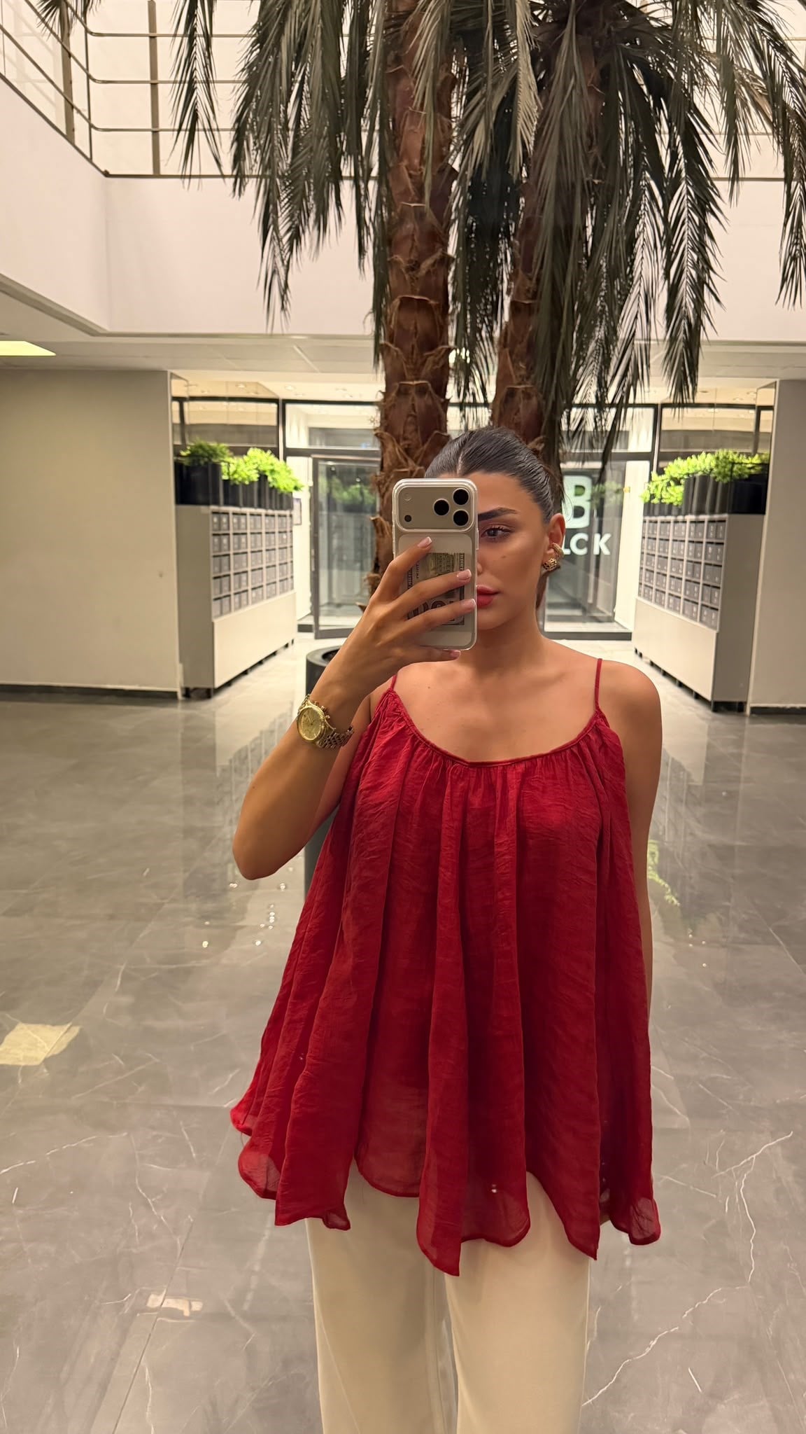 Kırmızı İp Askılı Bluz