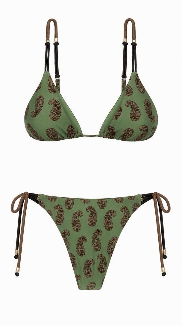 Yeşil İpli Desenli Bikini