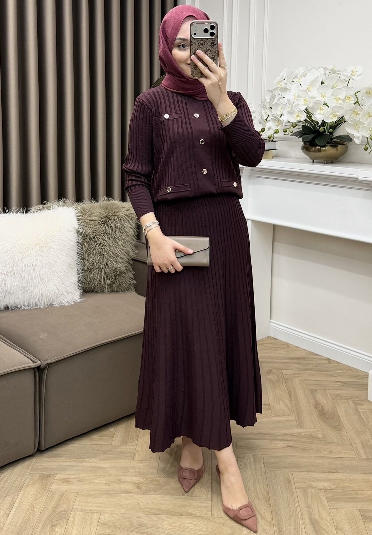 Galia Etekli Takım Mürdüm