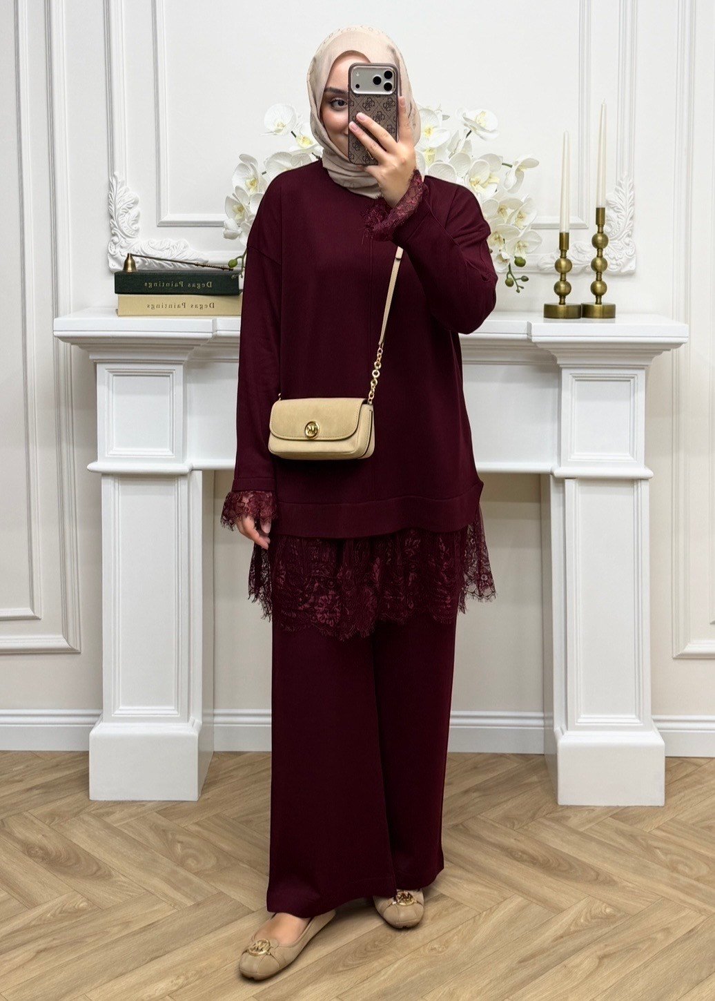Layla Merserize Takım Bordo