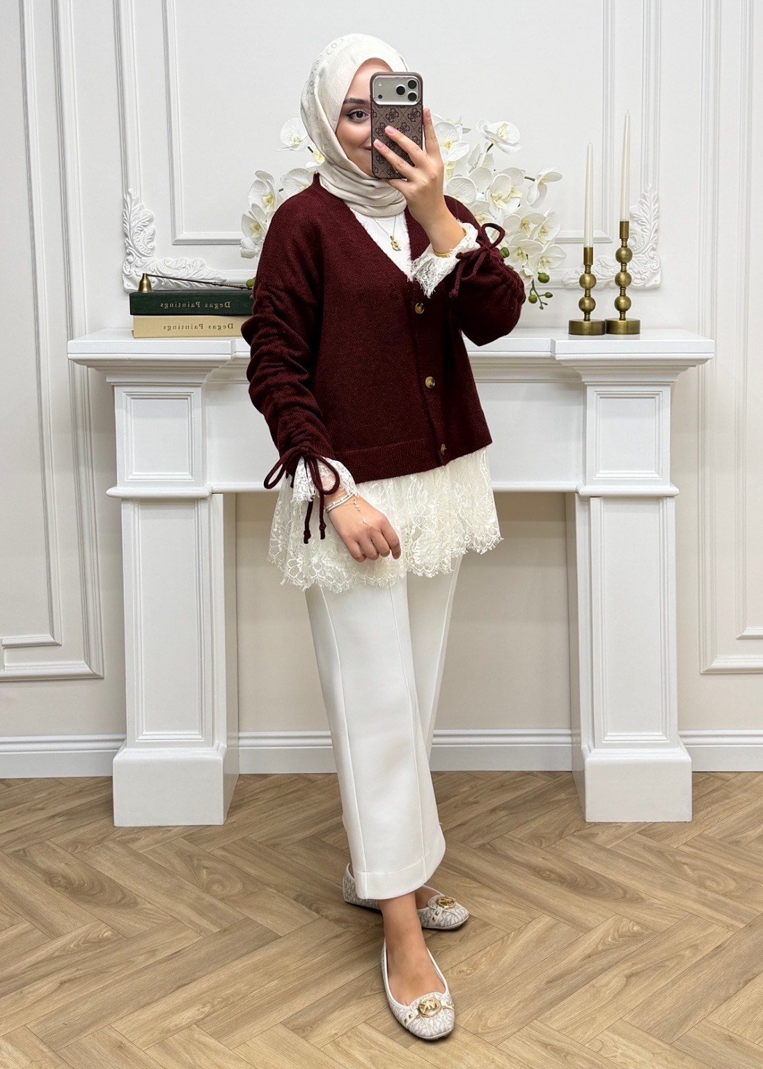 Melissa Dantelli Hırka Bordo