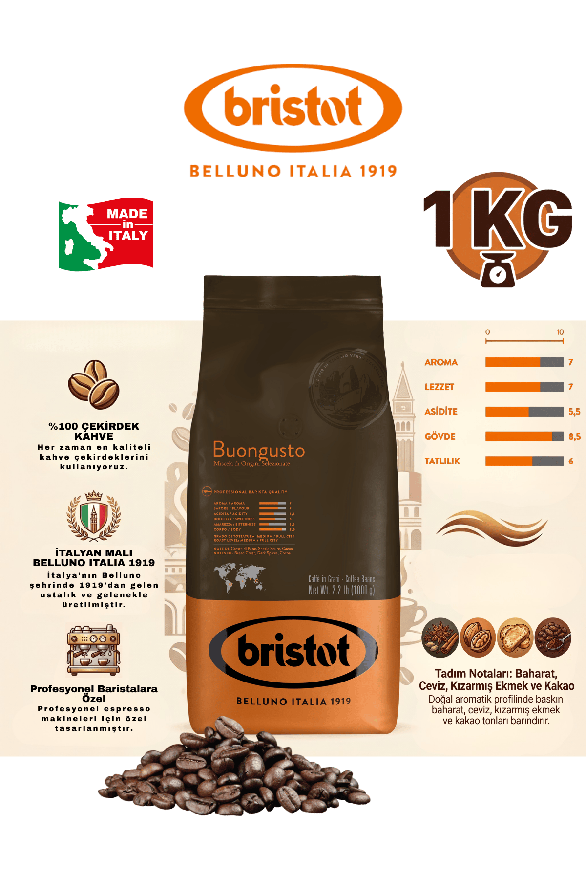 Buongusto 1 Kg Çekirdek Kahve