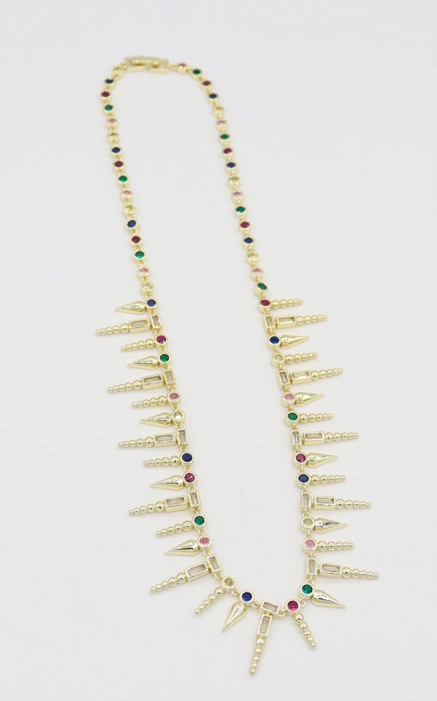 Aztec Crystal Fringe Necklace