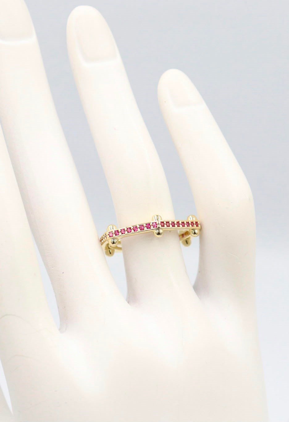 Crimson Dots Gold Ring