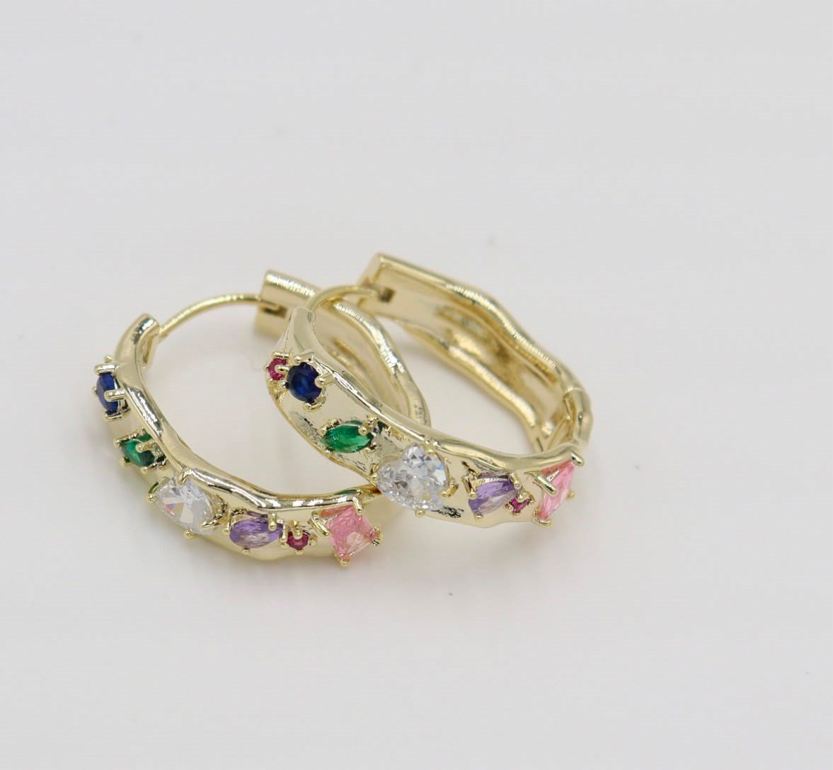 Multi-Gemstone Gold Earrings