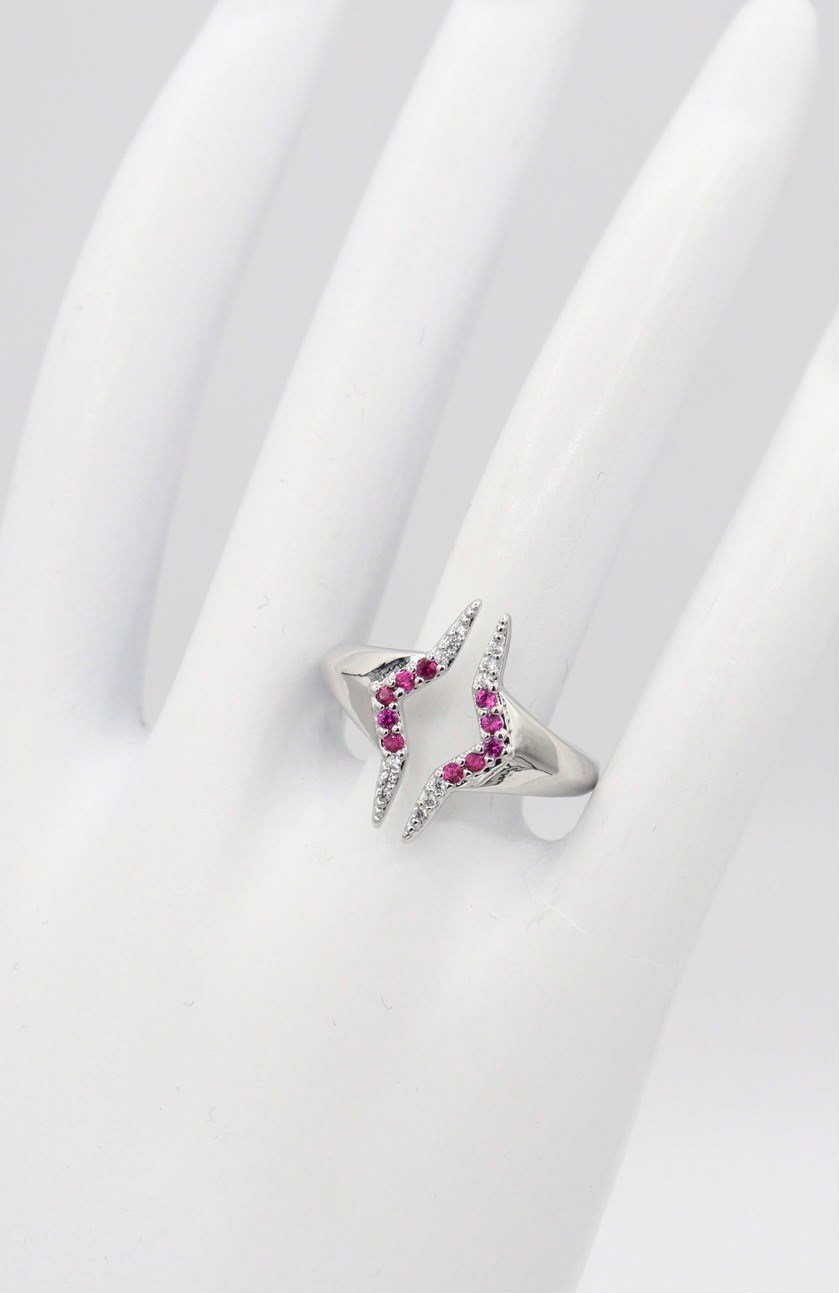 Pink Crystal North Star Ring