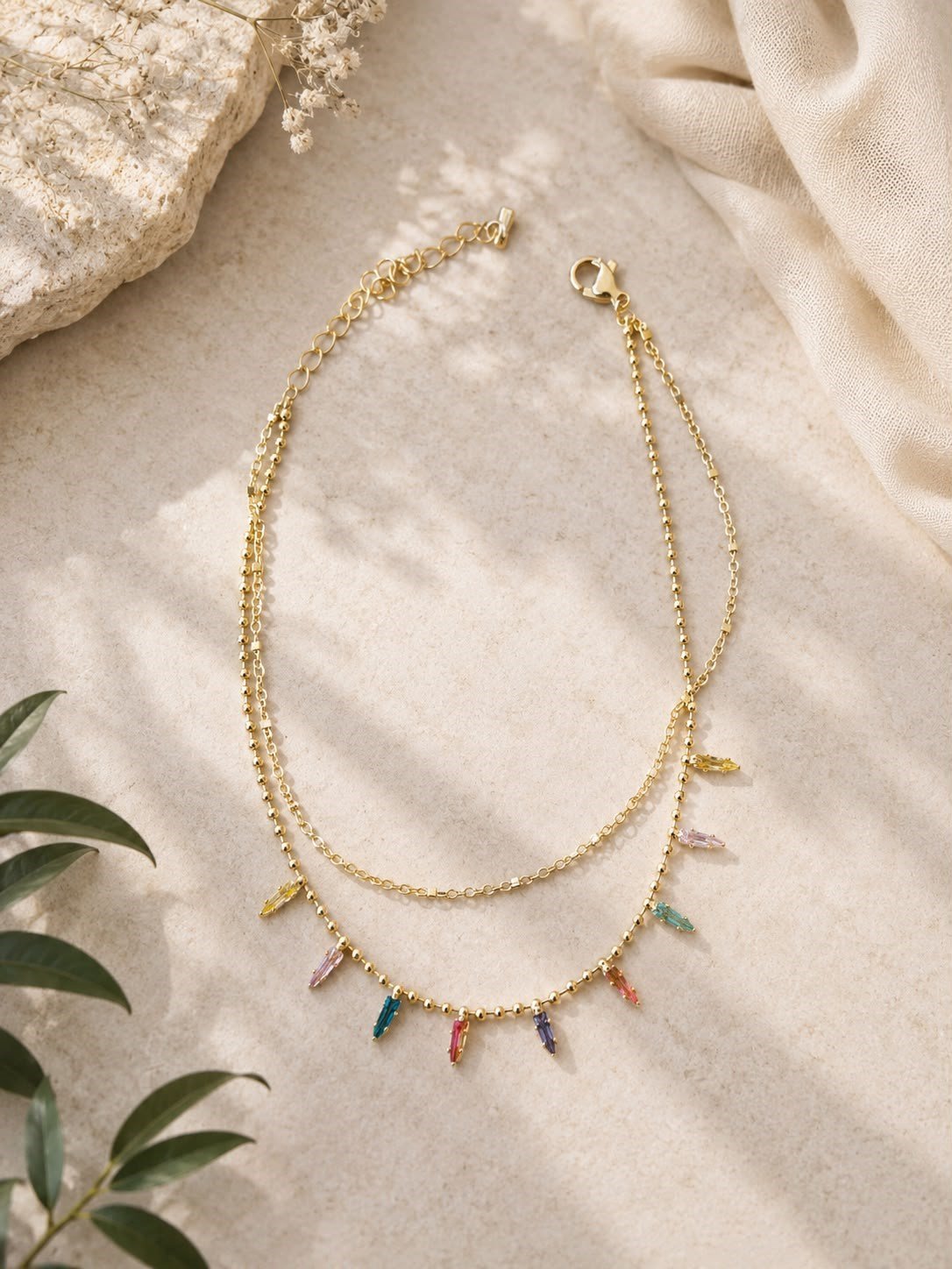 Rainbow Crystal Anklet