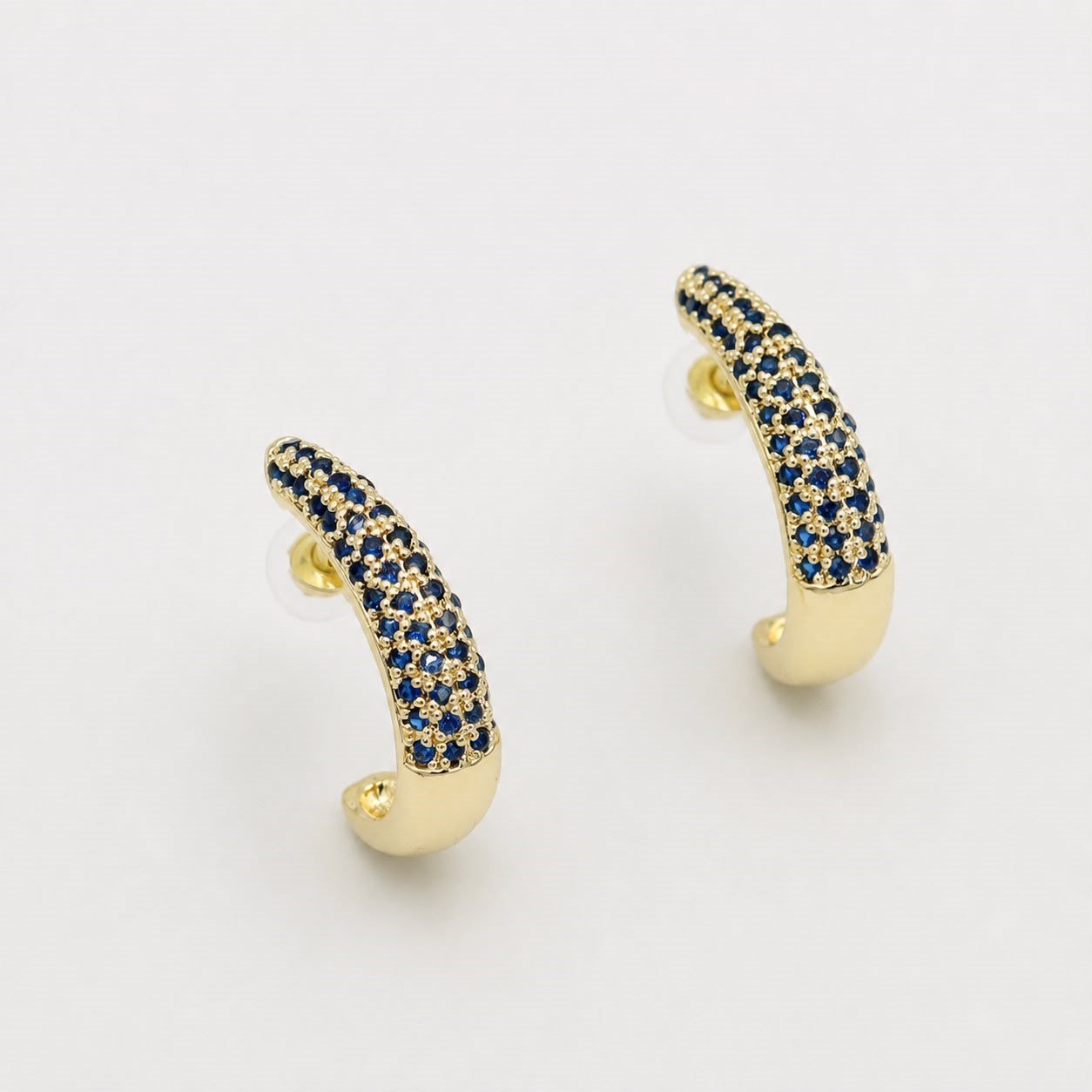Sapphire Pavé Half Hoop Earrings