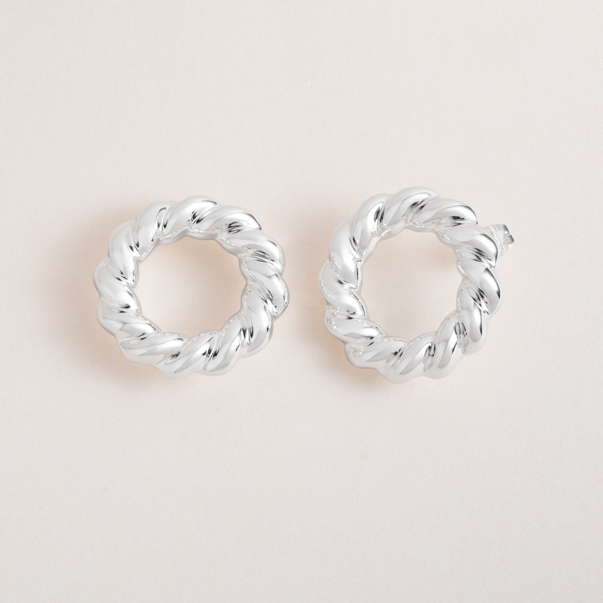 Silver Twist Hoops