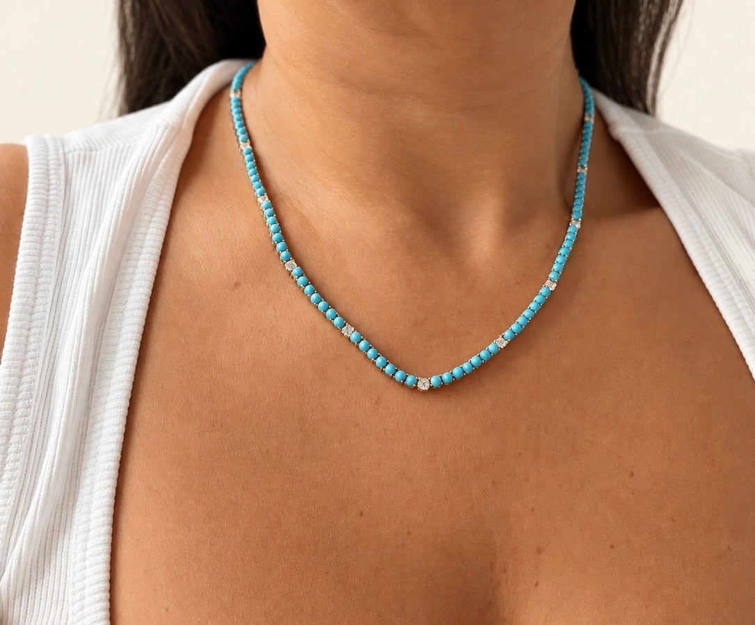 Turquoise Tennis Kolye
