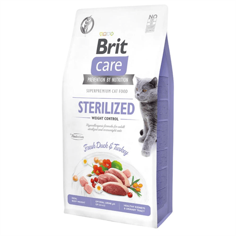 Brit Care Hipoalerjenik Kilo Kontrolü için Ördekli Tahılsız Kısırlaştırılmış Kedi Maması 7 kg