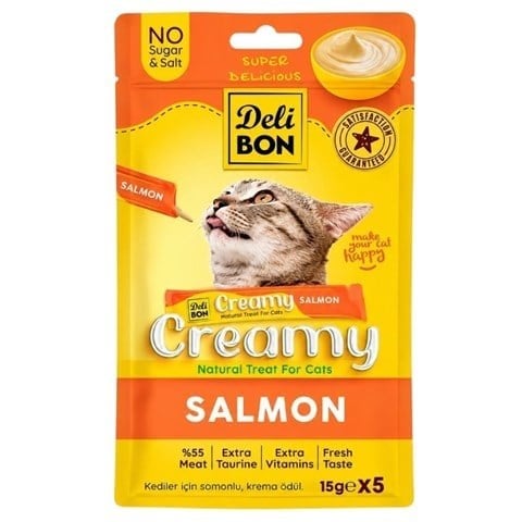 Delibon Creamy Somon Balıklı Sıvı Kedi Ödül Maması 5x15 gr