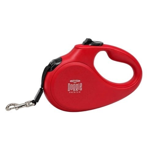 Doggie Master Serisi Otomatik Köpek Gezdirme Tasması Small 15 kg 5 mt Kırmızı