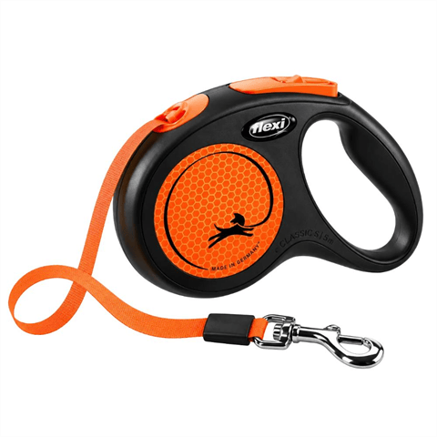 Flexi New Neon Otomatik Şerit Köpek Gezdirme Kayışı 5 m S Turuncu