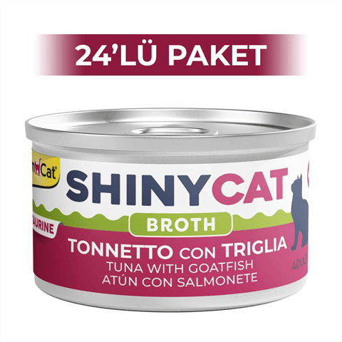 GimCat Shinycat Broth Sos İçinde Barbun Balıklı ve Ton Balıklı Kedi Konservesi 70 gr 24 Adet