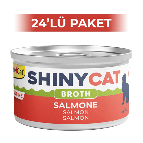 GimCat Shinycat Broth Sos İçinde Somonlu Kedi Konservesi 70 gr 24 Adet