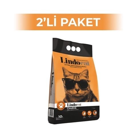 Lindo Cat Charme Kadife Çiçeği ve Amber Kokulu Topaklanan Kalın Taneli Bentonit Kedi Kumu 10 lt 2 Adet