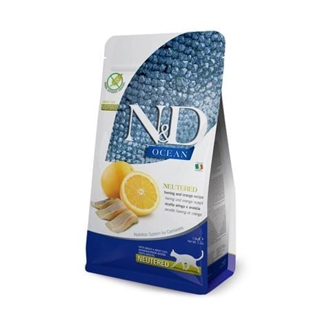 N&D Tahılsız Ringa Balıklı ve Portakallı Kısırlaştırılmış Kedi Maması 1,5 kg