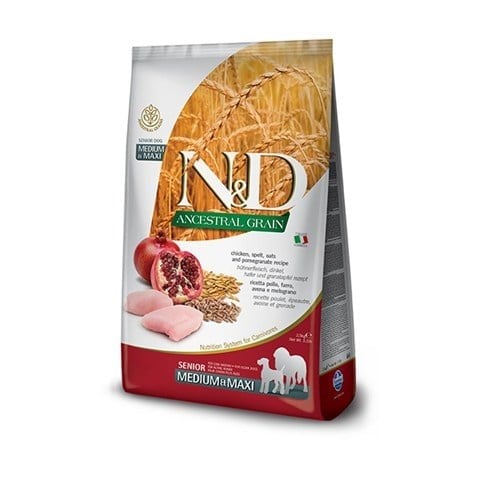 N&D Tavuklu ve Narlı Orta-Büyük Irk Yaşlı Köpek Maması 12 kg