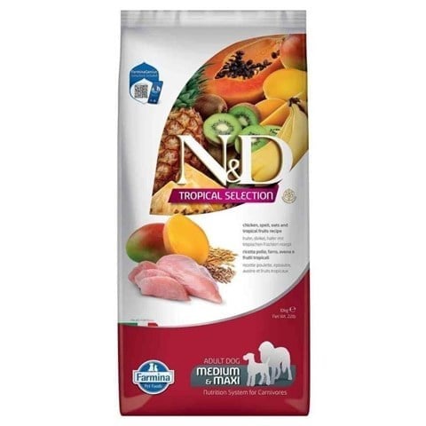 N&D Tropical Selection Tavuklu ve Tropikal Meyveli Orta ve Büyük Irk Yetişkin Köpek Maması 10 kg
