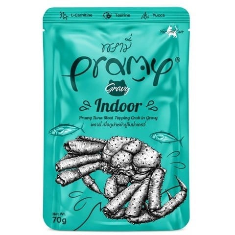 Pramy Cat Gravy Indoor Ton Balıklı ve Yengeçli Kedi Maması 70 gr