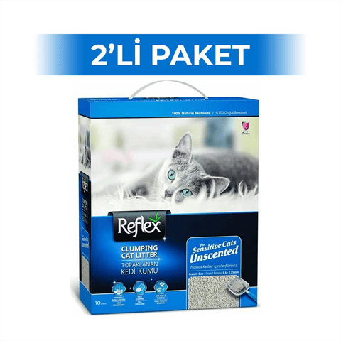Reflex Hassas Kediler için Kokusuz Süper Hızlı Topaklanan Kedi Kumu 10 lt 2 Adet