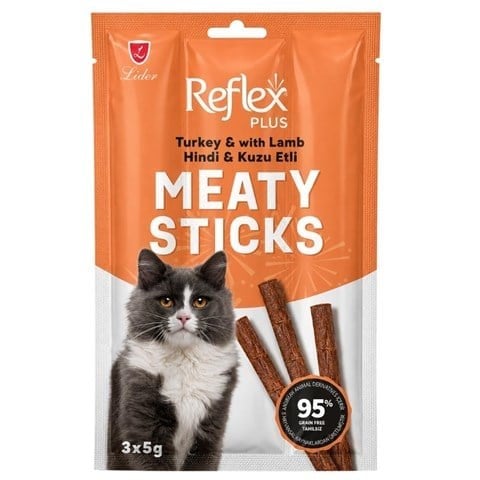 Reflex Plus Hindili ve Kuzu Etli Tahılsız Kedi Ödül Çubuğu 15 gr 3'lü