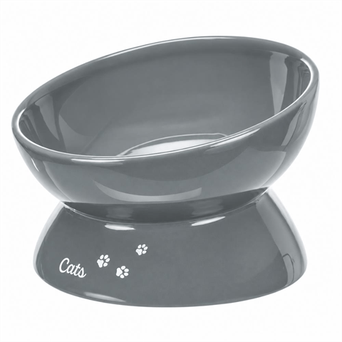 Trixie XXL Yükseltilmiş Seramik Kedi Mama ve Su Kabı 0,35 L 17 cm Gri