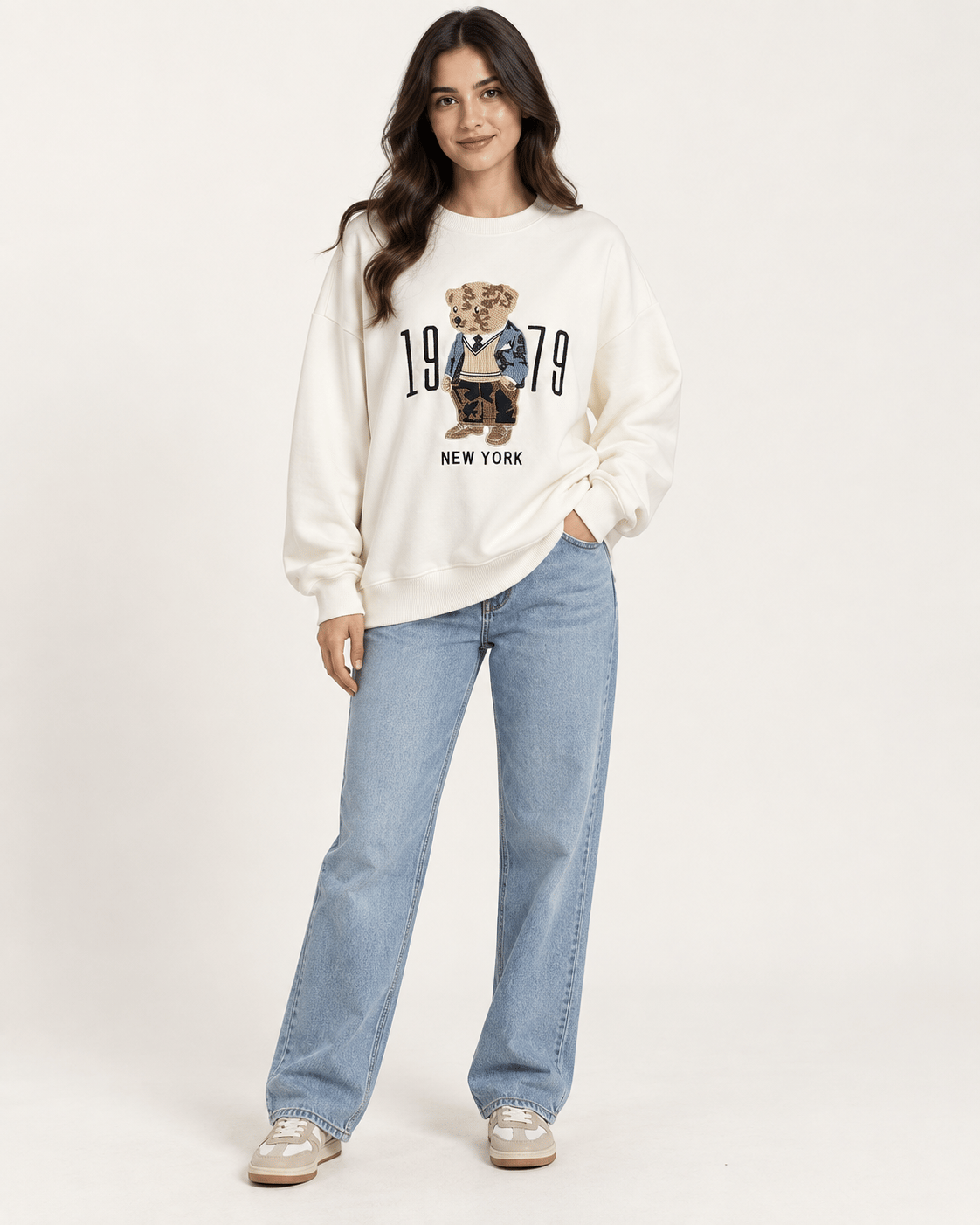 Ayıcık Nakışlı Oversize Sweatshirt