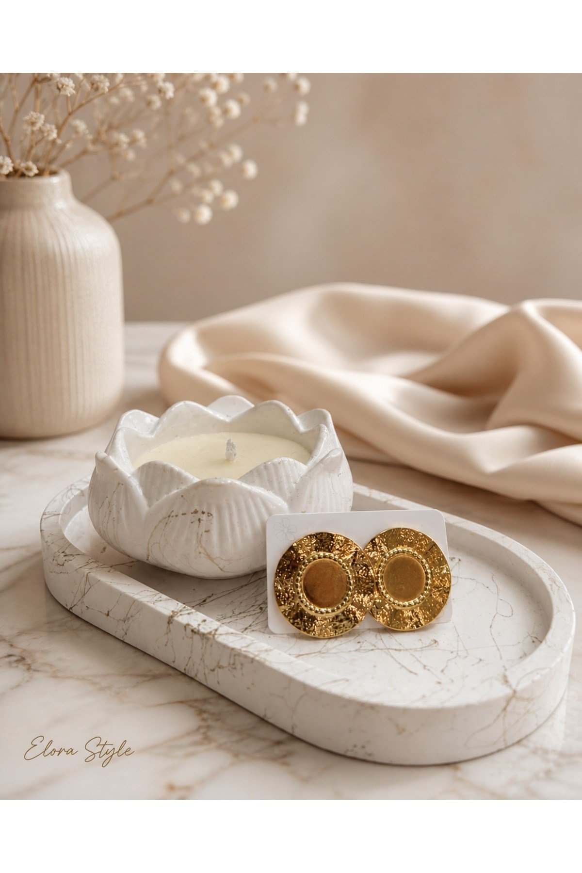 Daire Detaylı Çelik Küpe