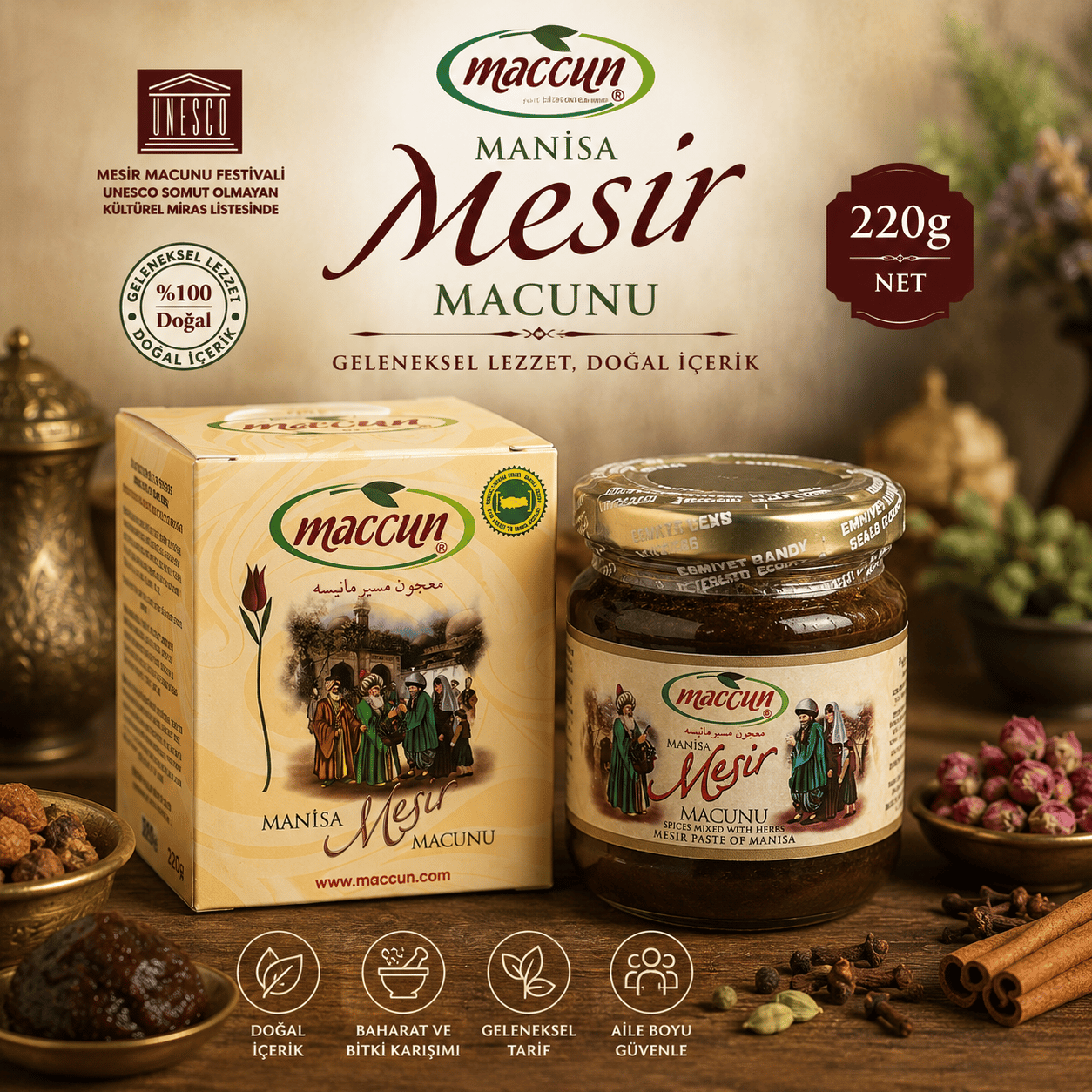 Maccun Manisa Mesir Macunu Cam Kavanoz 220 gr