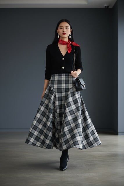 Sofi Siyah Beyaz Ekose AW26 Ön Siparis ürünüdür