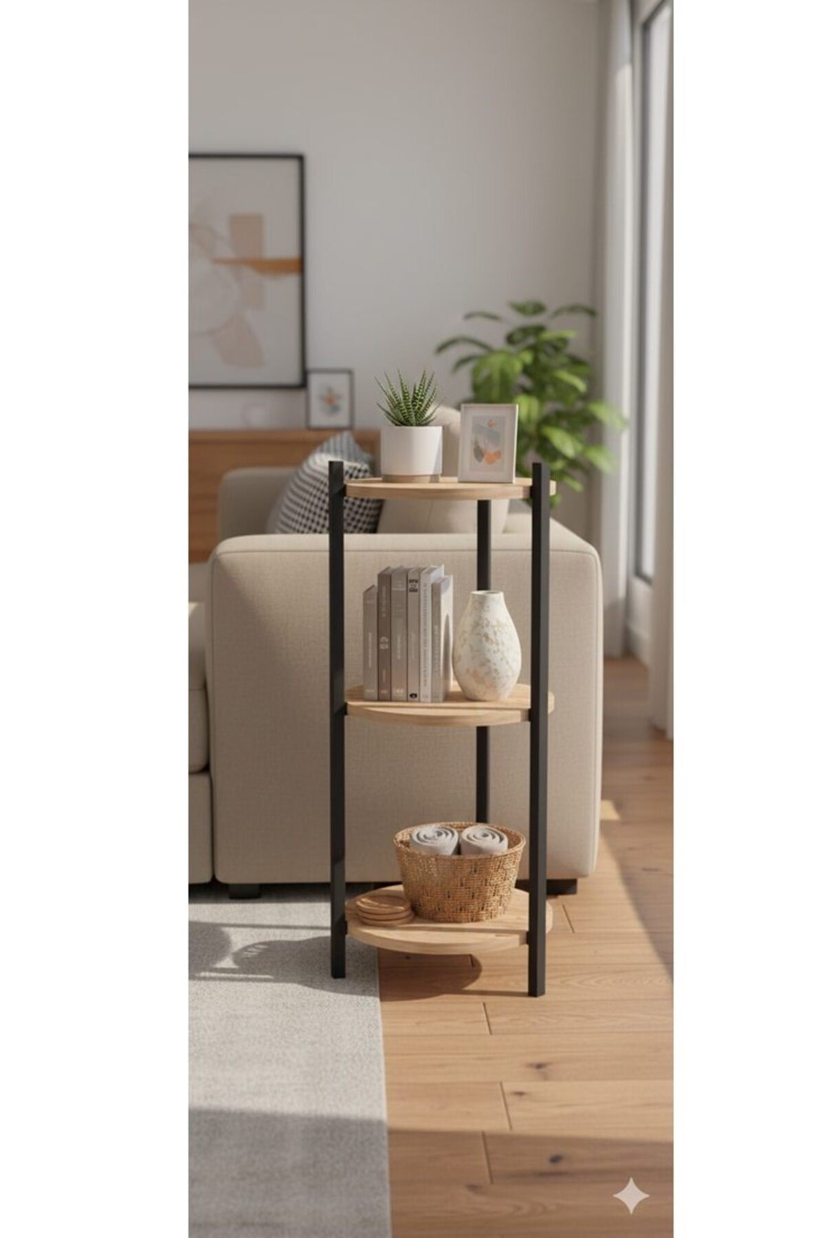 3 RAFLI ÇAM YUVARLAK ÇİÇELİK RAF, ÇOK AMAÇLI RAF 2300