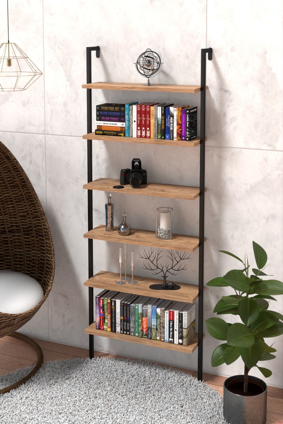 Duvara Monte 6 Katlı Raf , Duvar Rafı - Kitaplık 2603