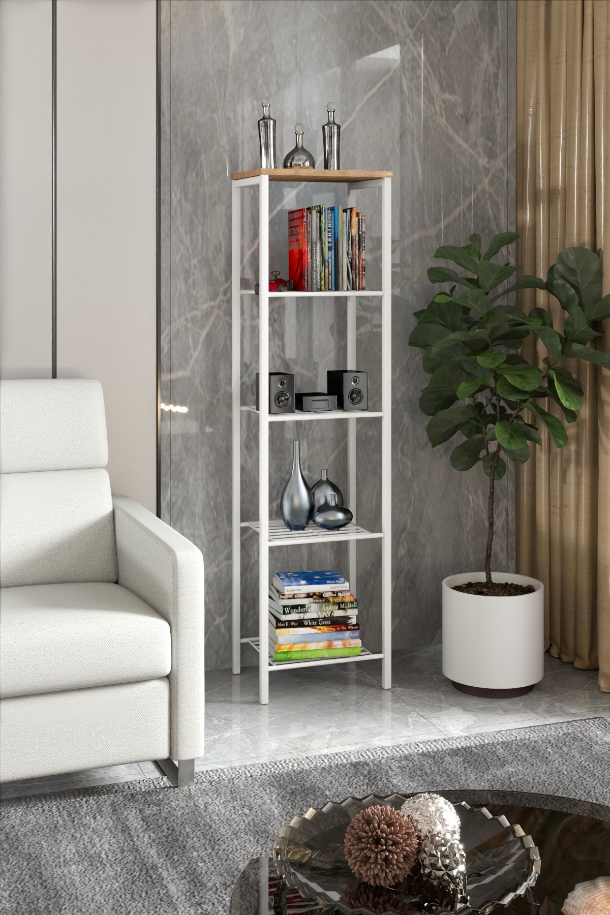 RETODESİGN BEYAZ 40 CM ÇOK AMAÇLI RAF, MUTFAK RAFI , BANYO DÜZENLEYİCİ RAF 1893B