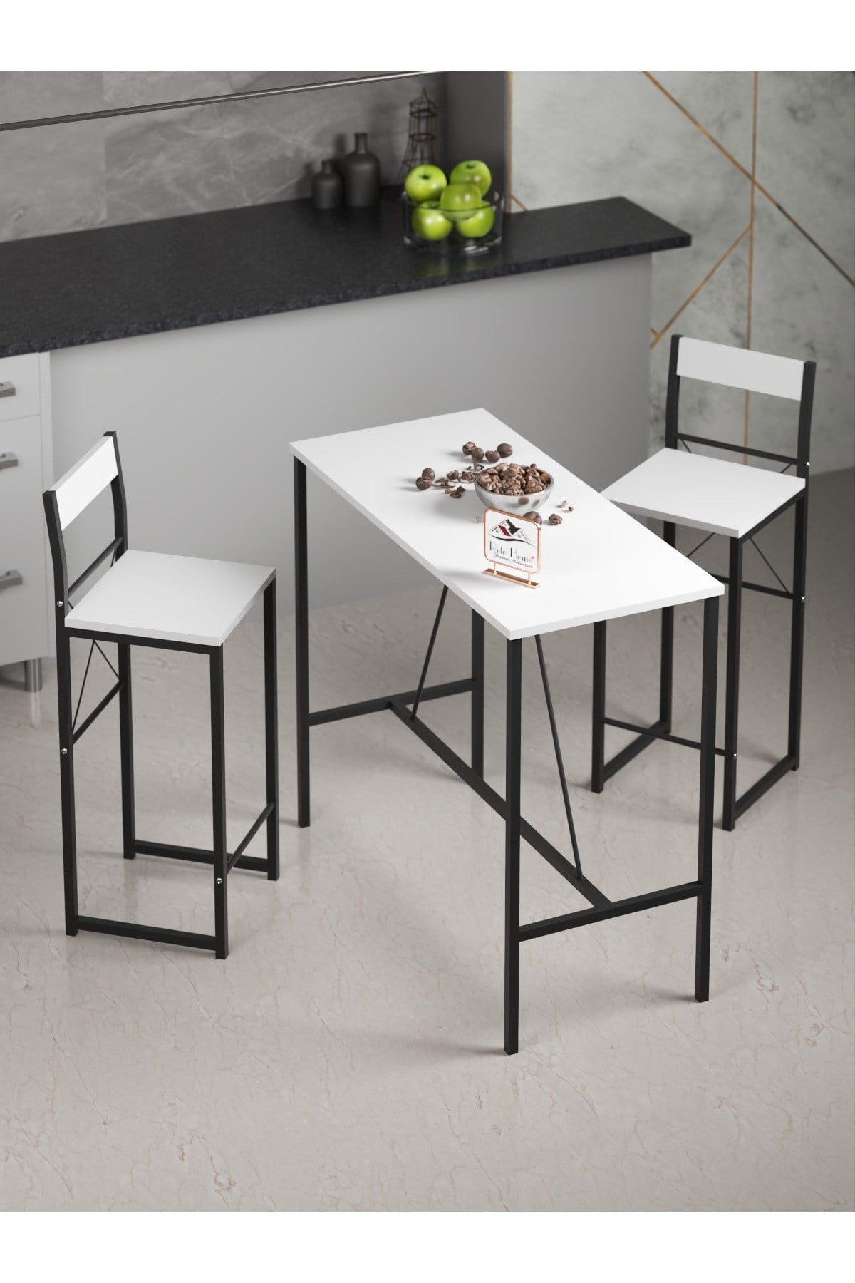 RETODESİGN BEYAZ GOOD BAR MASA TAKIMI 1651B