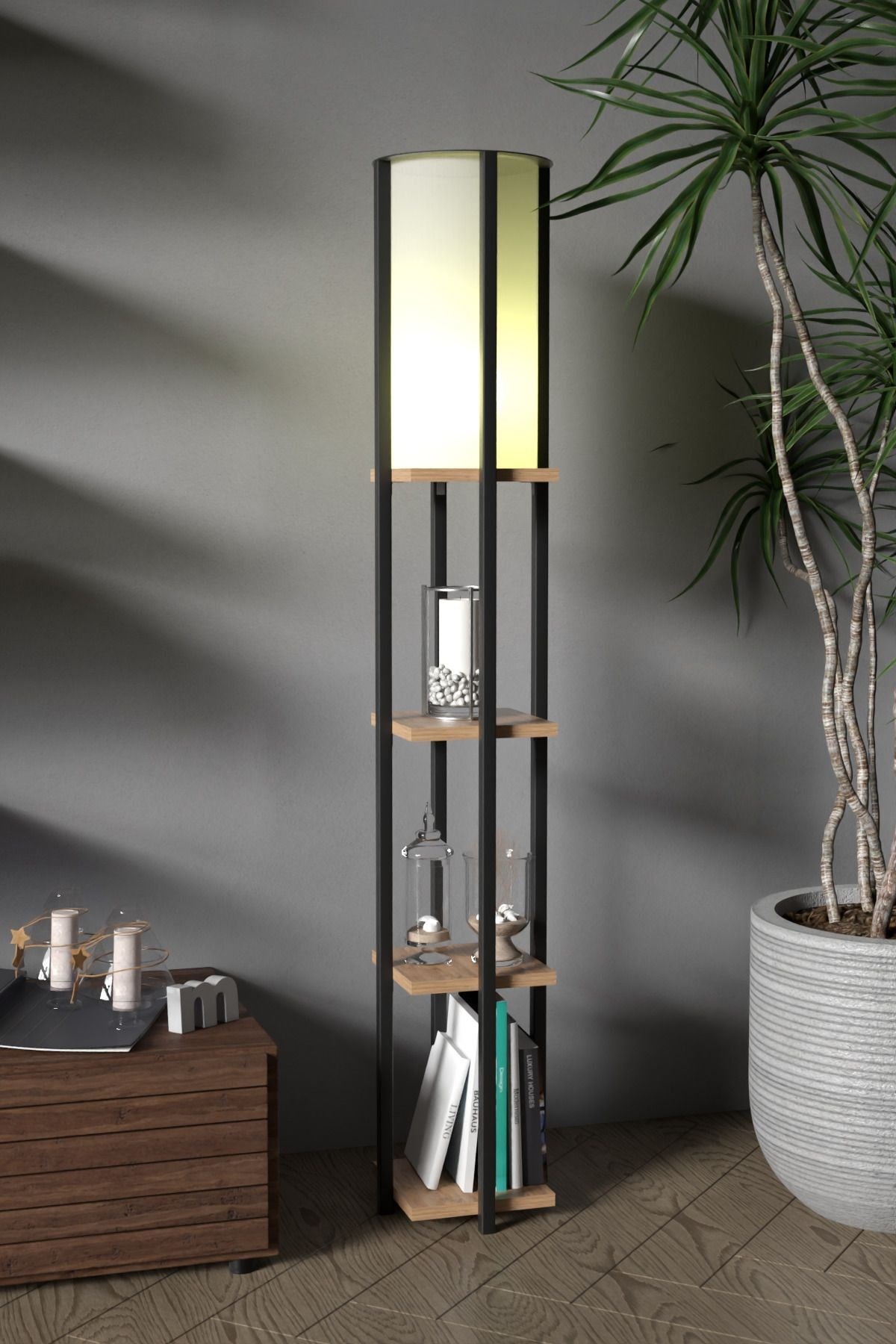 Retodesign Star Atlantik Çam Raflı Lambader 4002