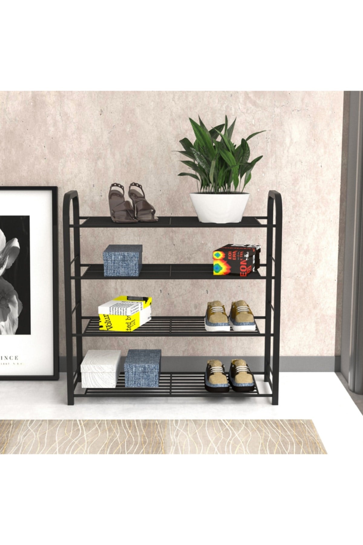 Retohome Metal 4 Katlı Ayakkabılık Ve Çok Amaçlı Raf 2321